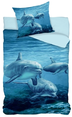 Sengetøy - Søte delfiner - 150x210 cm - 100% bomull